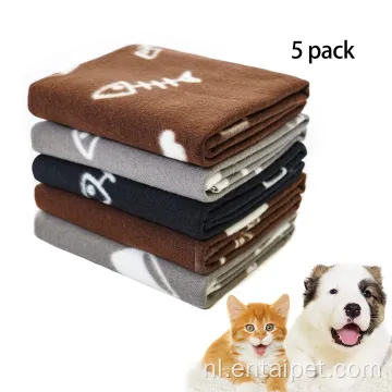 Puppy warme print fleece gooi deken 5 pack